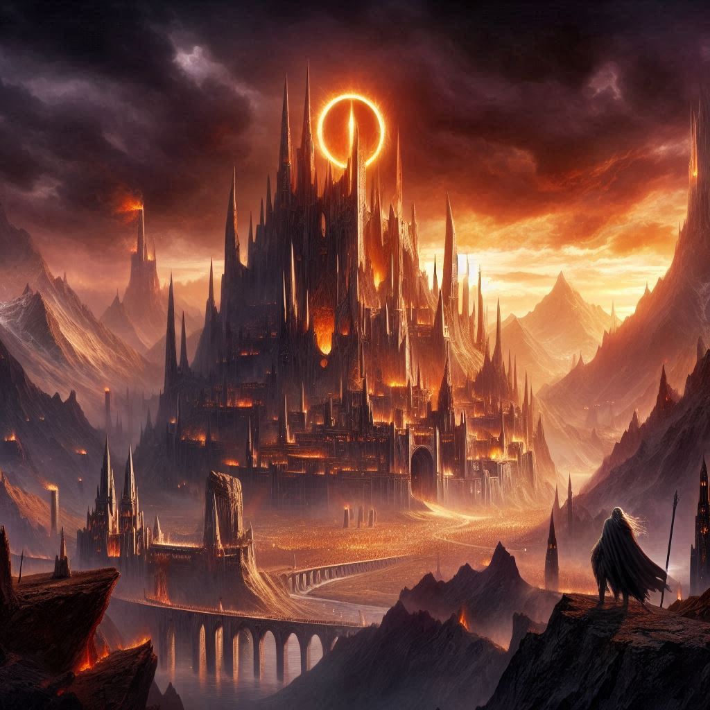 Barad-dûr - die Festung Saurons in Mordor und auf einem südlichen Vorsprung des Ered Lithui in der Ebene von Gorgoroth.