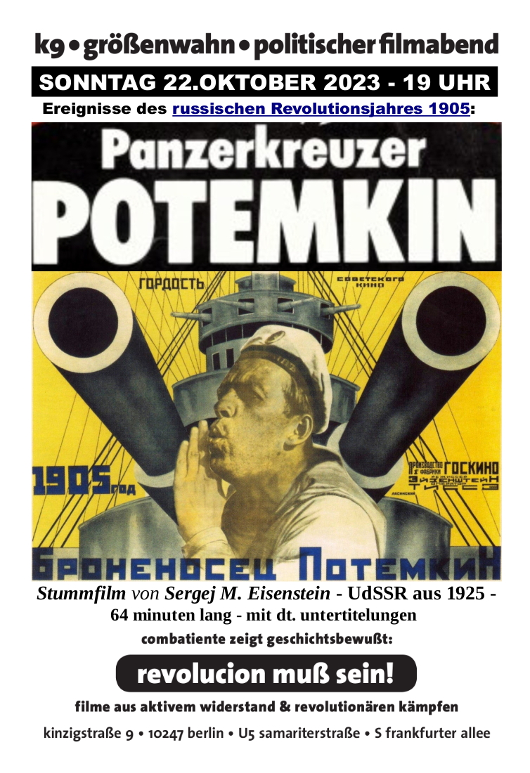 Flyer zum Filmabend mit einer Collage aus dem russischen Filmplakat und den Daten zum Filmabend Flyer zum Filmabend mit einer Collage aus dem russischen Filmplakat und dem Daten zum Filmabend