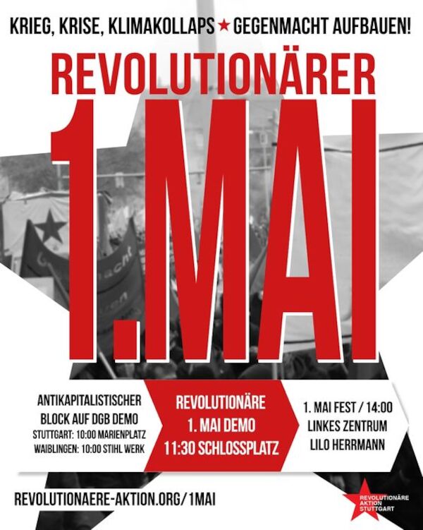 Sharepic zum revolutionären 1. Mai mit den Eckdaten zur Mobilisierung - lese im Text Sharepic zum revolutionären 1. Mai mit den Eckdaten zur Mobilisierung - lese im Text