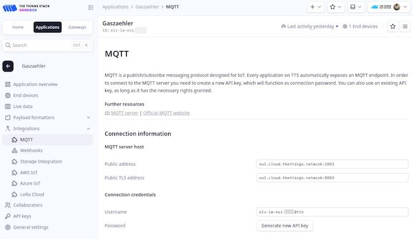 Der Screenshot zeigt die entsprechende Einrichtung der Einträge bei den "applications"
