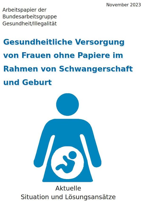 Das Deckblatt des Arbeitspapiers zeigt eine grafisch dargestellte Frau mit einem Embryo