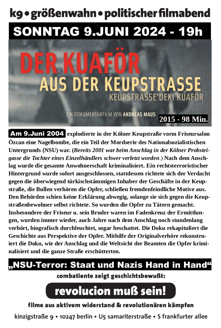 Die Flyervorderseite zeigt einen Ausschnitt des Filmplakates mitdem Titel des Films sowie alle Angaben aus dem Textbeitrag